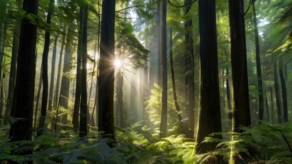 rays of light in the forest