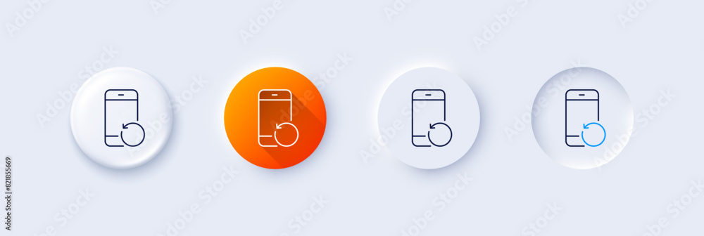 Aufkleber recovery phone line icon. neumorphic, orange gradient, 3d pin buttons. backup data sign. restore sma