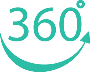 Graphic of a teal 360degree vr interface symbol on white background