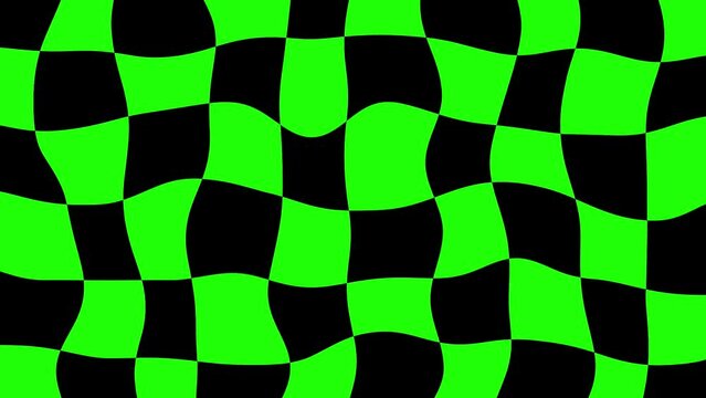 green and black checkered flag, the flag of racing footage video waving in the wind, Moving checkers pattern animation