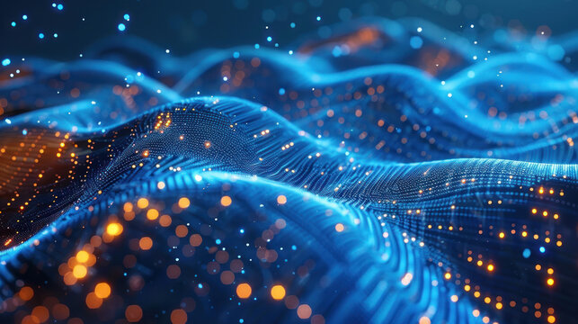 Futuristic digital waves background, blockchain fintech technology