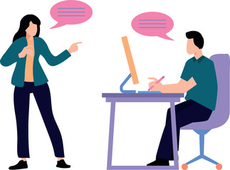 A boy and a girl are talking.