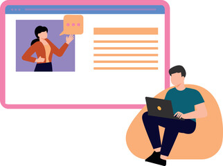 A boy is using a laptop.