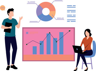 Boy and girl working on graph analysis.