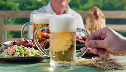 パーティが始まりました、まずはビールで乾杯！