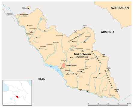 Vector map of Nakhchivan Autonomous Republic, Azerbaijan