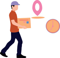 The boy is delivering the parcel.