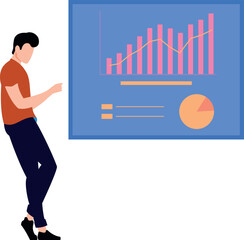 The boy is working on a chart graph.