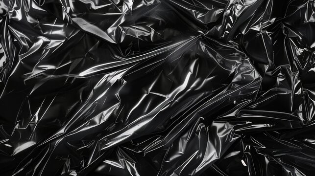 Plastic wrap texture background. Photo overlay effect. Wrinkled transparent black plastic wrap. Clean blank texture overlay effect mock-up  template.