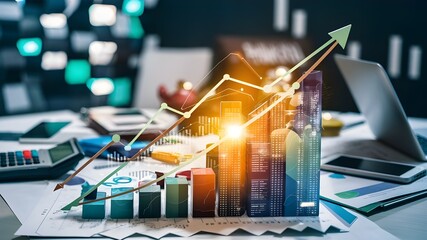 Global Economic Growth and Business Finance Forex Financial Graph and Market Report