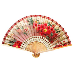 Chinese hand fan isolated on transparent background
