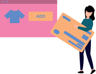 The girl is shopping online.