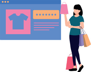 The girl is shopping online.