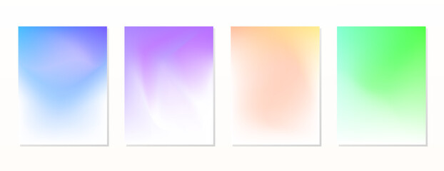 Naklejka premium SET GRADIENT MESH BLUE ORANGE YELLOW PURPLE PINK LIQUID COLOR. POSTER BACKGORUND DESIGN VECTOR TEMPLATE GOOD FOR POSTER, WALLPAPER, COVER, FRAME, FLYER, SOCIAL MEDIA, GREETING CARD