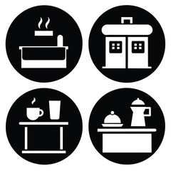 Coffee shop bar counter vector icon on white background