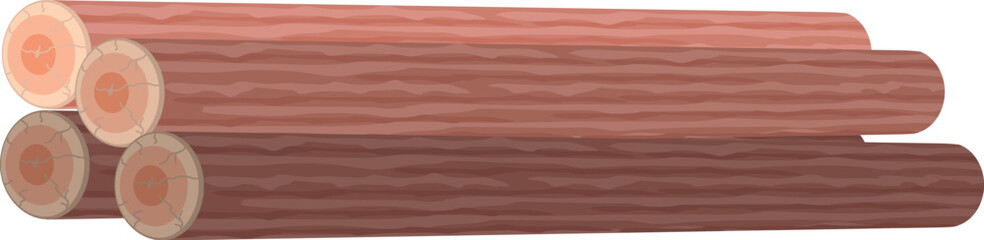 Vector illustration of a stack of wooden logs with a natural grain texture, isolated on a white background
