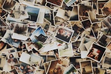 Many Polaroid photographs. Seamless pattern