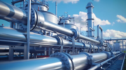Industrial Factory equipment stainless tubes Food automation. generative ai