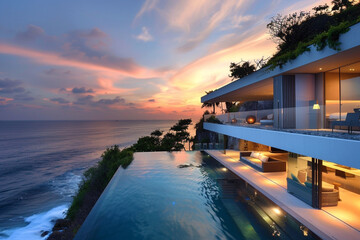 Sunset Sanctuary Luxury Cliffside Villa Overlooking the Tranquil Sea 