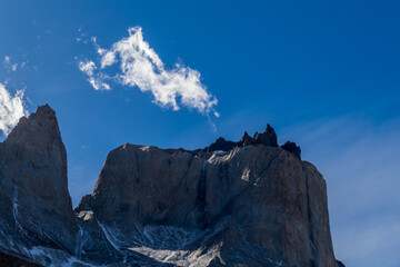 Impressive mountain view at Mirador Brittanico in Torres Del Paine national park, Patagonia, Chile.