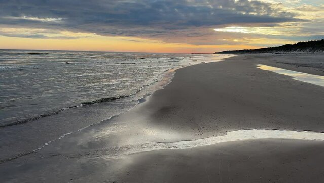 sunrise over the polish baltic sea in the morning