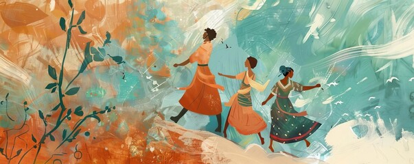 Illustrated Folk Tales Illustrate traditional folk tales and stories passed down through generations in different cultural communities, which highlight themes of freedom, resilience, and the pursuit o