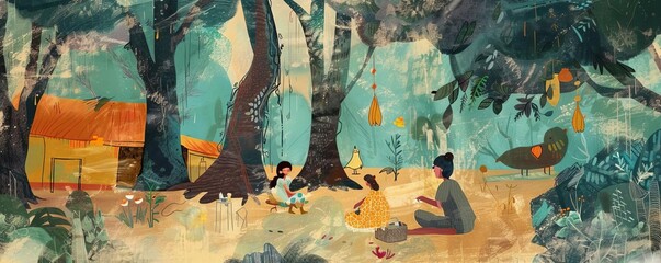 Illustrated Folk Tales Illustrate traditional folk tales and stories passed down through generations in different cultural communities, which highlight themes of freedom, resilience, and the pursuit o