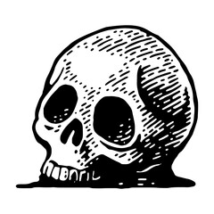 Skull human. Engraving vintage vector black illustration.