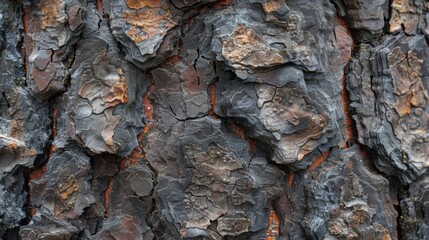 Coarse and rugged texture, resembling the roughness of tree bark.