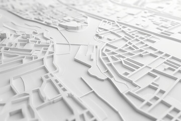 Close-up view of a detailed miniature city model showing buildings, roads, and landmarks