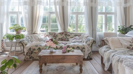 A chic living room with a French country influence