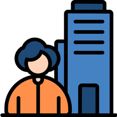 Corporation Colored Outline Icon Design Vector