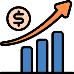 Growth Colored Outline Icon Design Vector