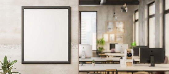 white mock up frame in the modern office room