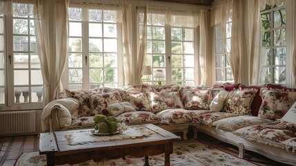 A chic living room with a French country influence