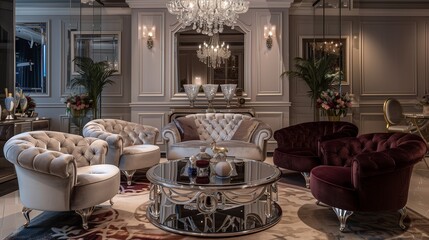 A chic living room with a glamorous touch