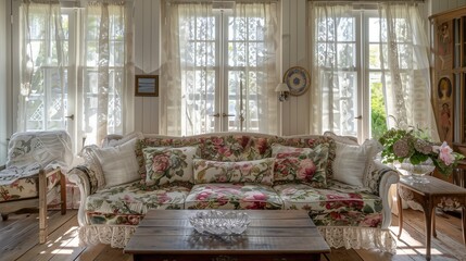 A chic living room with a French country influence