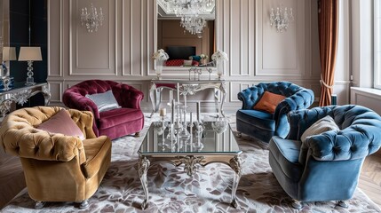 A chic living room with a glamorous touch
