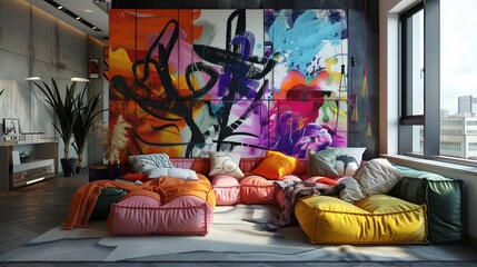 A chic living room with an artistic flair