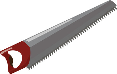 Vector illustration of a detailed hand saw, suitable for constructionthemed designs