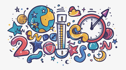 Countdown to 2024 Loading Bar Doodle Design for Web or Print