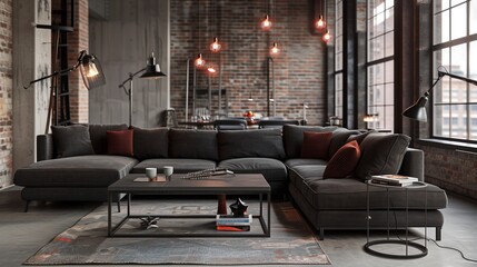 A contemporary living room with a sophisticated urban feel