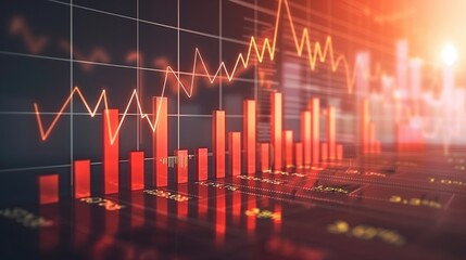 Naklejka premium Digital business finance trading banking stock market graph and charts background. AI generative.