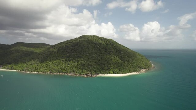 Aerial view of Nudey Beach on Fitzroy Island, Queensland, Australia.