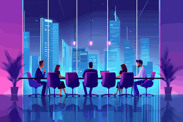 Diverse Team of Professionals Collaborating on Innovative Solutions in Modern Office Boardroom