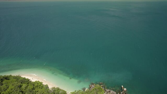 Aerial view of Nudey Beach on Fitzroy Island, Queensland, Australia.