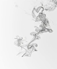 Elegant swirling smoke patterns on a white background