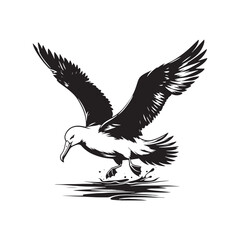 Albatross Silhouette: Black Vector Art Capturing the Majestic Grace and Elegance of These Iconic Seabirds - Minimalist Albatross Vector - Albatross Illustration - Seabird Silhouette.