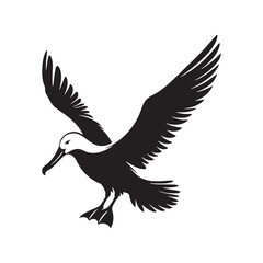 Albatross Silhouette: Black Vector Art Capturing the Majestic Grace and Elegance of These Iconic Seabirds - Minimalist Albatross Vector - Albatross Illustration - Seabird Silhouette.