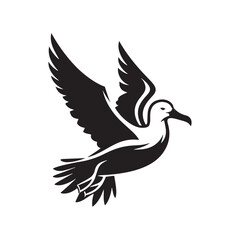 Albatross Silhouette: Black Vector Art Capturing the Majestic Grace and Elegance of These Iconic Seabirds - Minimalist Albatross Vector - Albatross Illustration - Seabird Silhouette.